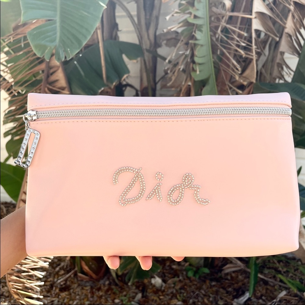 SALE π Dior D Logo Embellished Long Clutch/Makeup Bag - Picture 3 of 8